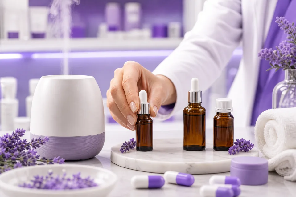Aromaterapia, óleos essenciais e produtos manipulados para cuidado diário