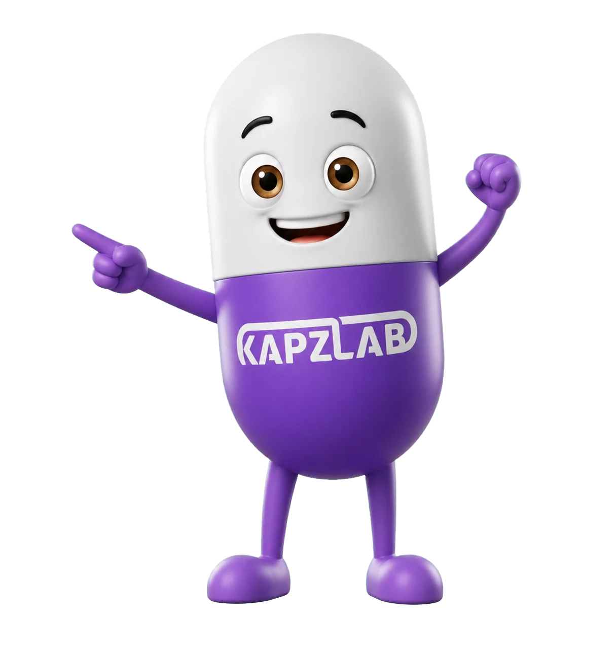 Kapzulinha apontando para a roleta promocional da KapzLab